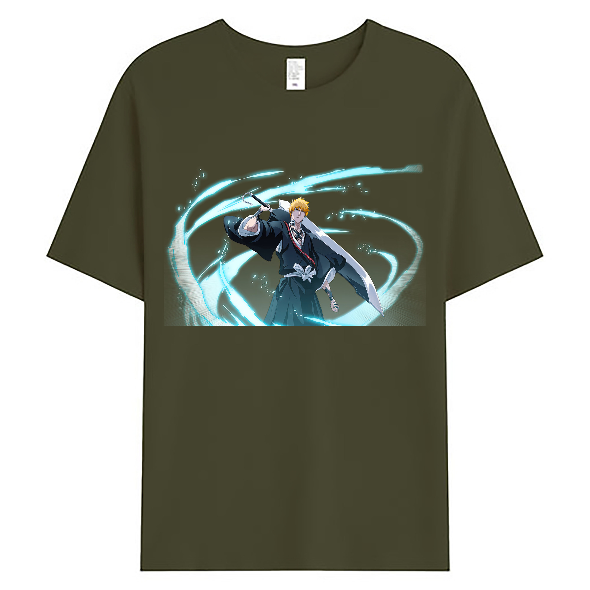 （画像用） ブリーチ 黒崎一護（くろさき いちご）BLEACH Kurosaki Ichigo 綿100％ メンズ半袖Tシャツ｜肌触りやわらか＆通気性
